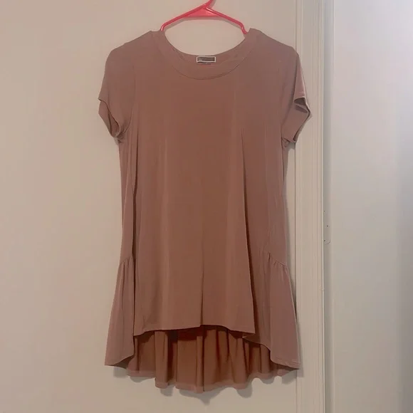 Nordstrom Chelsea28 Ruffle Back Hem Tee Mauve Pink - Picture 3 of 7